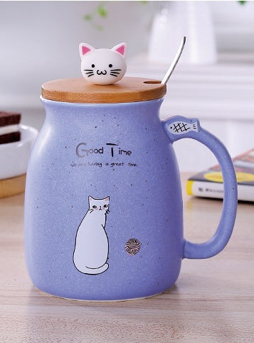 Discover the Charm of the 450ml Cartoon Ceramic Mug With Lid And Spoon