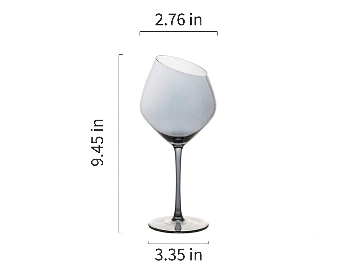 Crystal Oblique Mouth Stemmed Glass Elegant Goblet