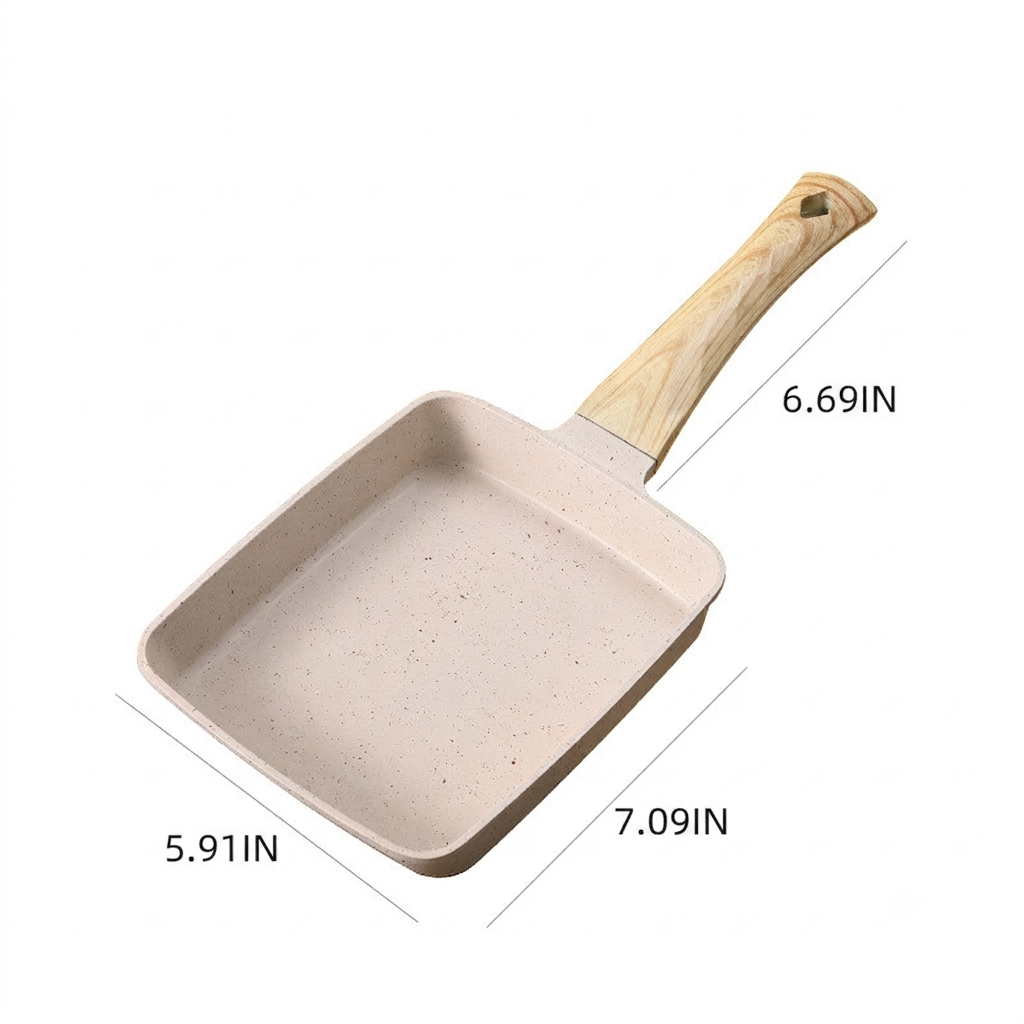Tamagoyaki Nonstick Square Wooden Handle Frying Pan
