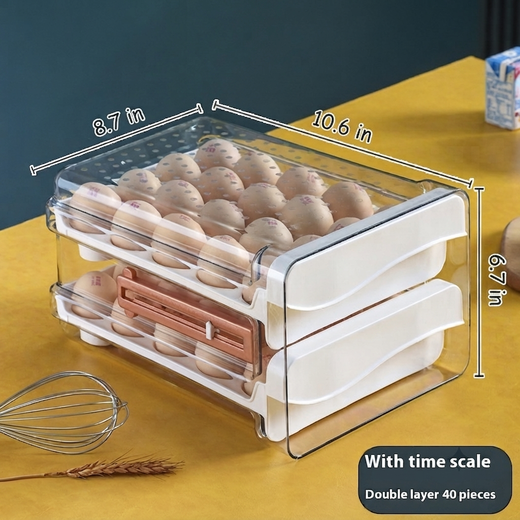 With Scale Egg Storage Box Kitchen Refrigerator Drawer Storage Box