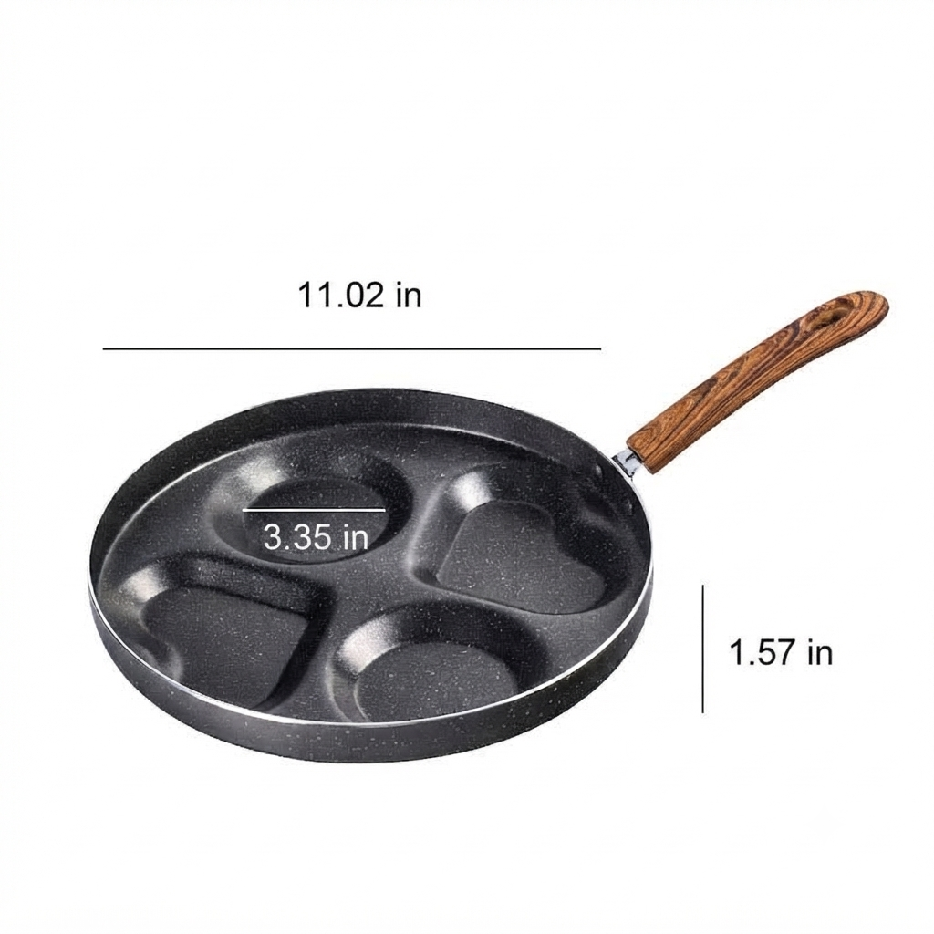 Non-Stick Flat Bottom Four Hole Omelette Pan