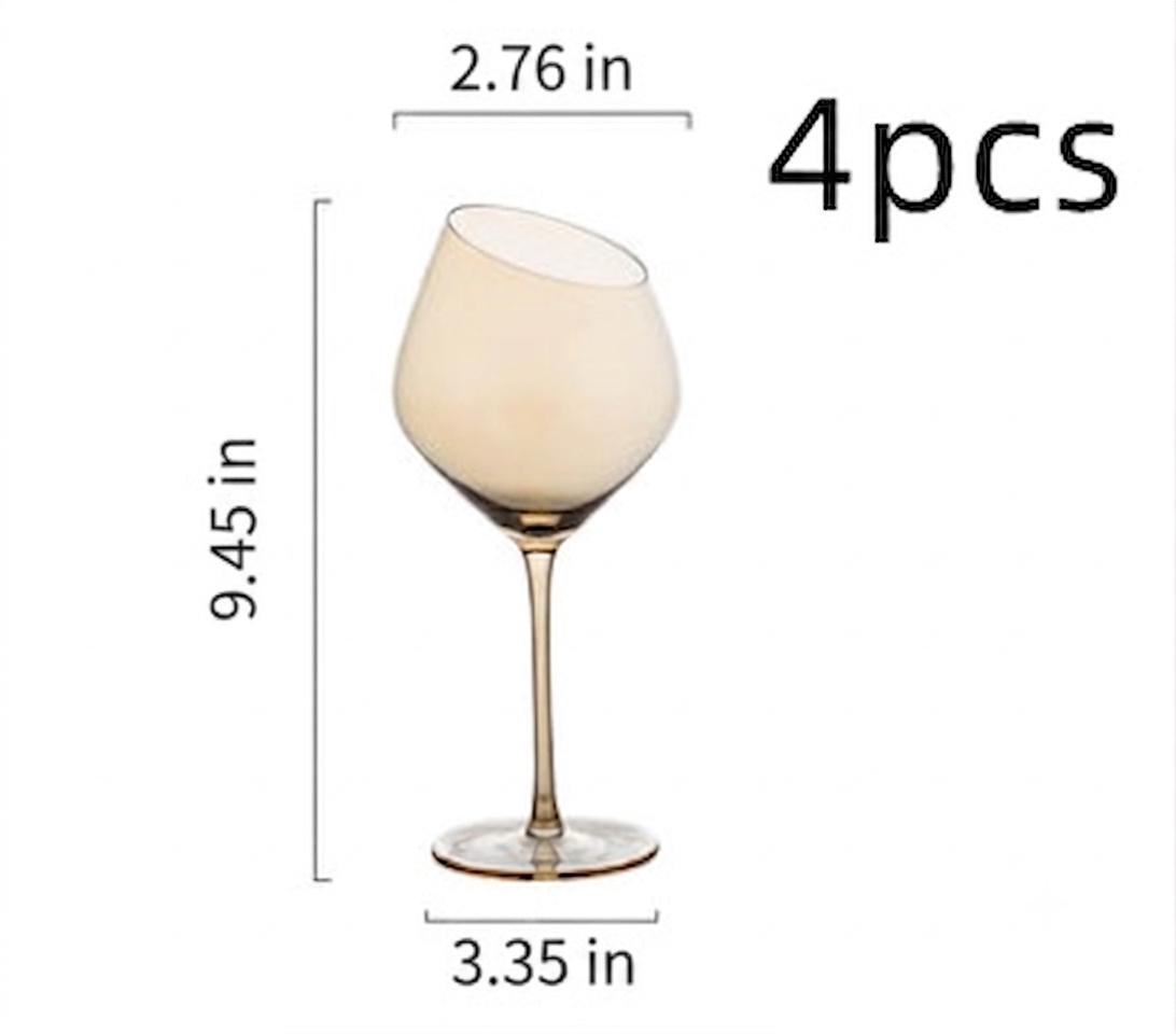 Crystal Oblique Mouth Stemmed Glass Elegant Goblet