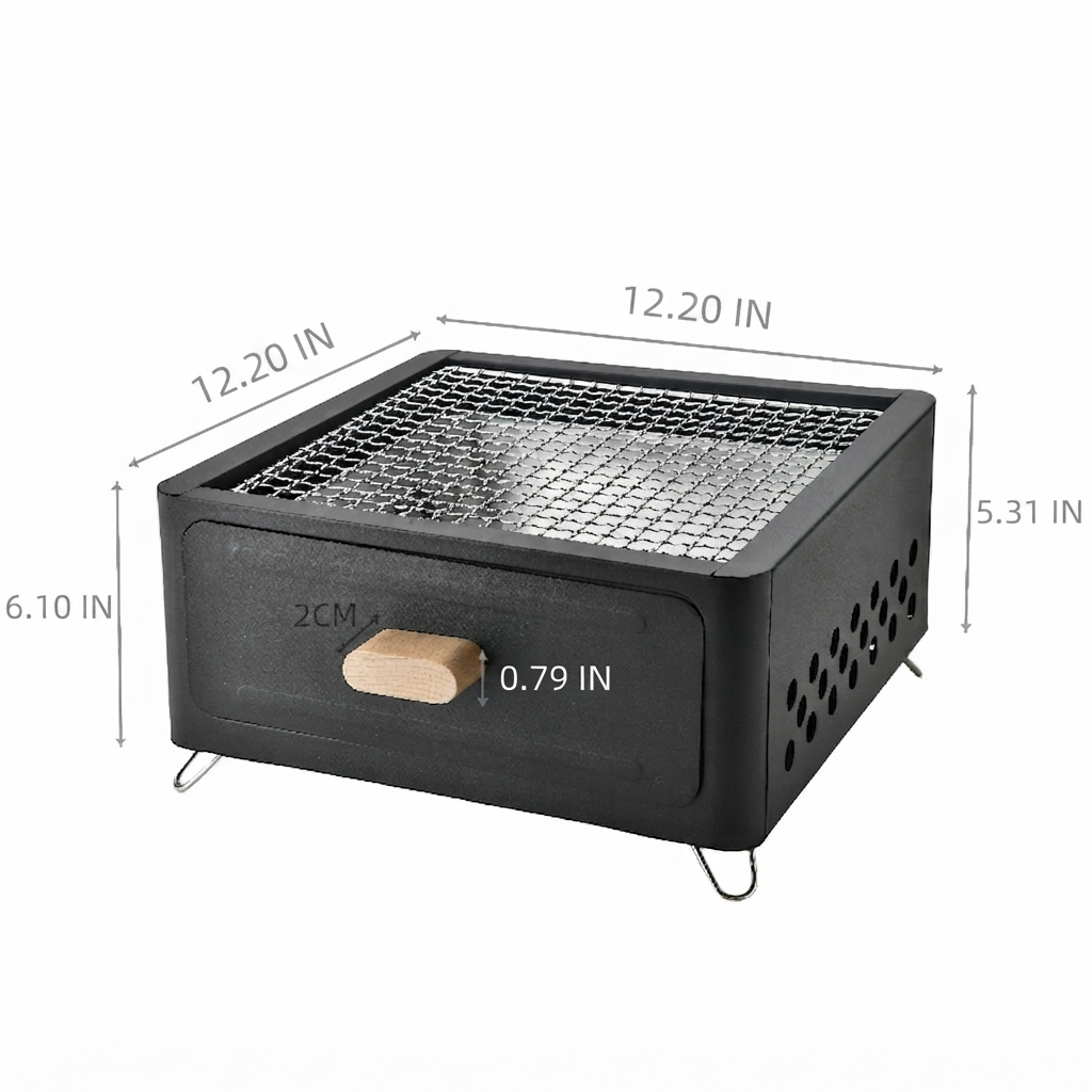 Outdoor Square Charcoal Barbecue Grill Oven