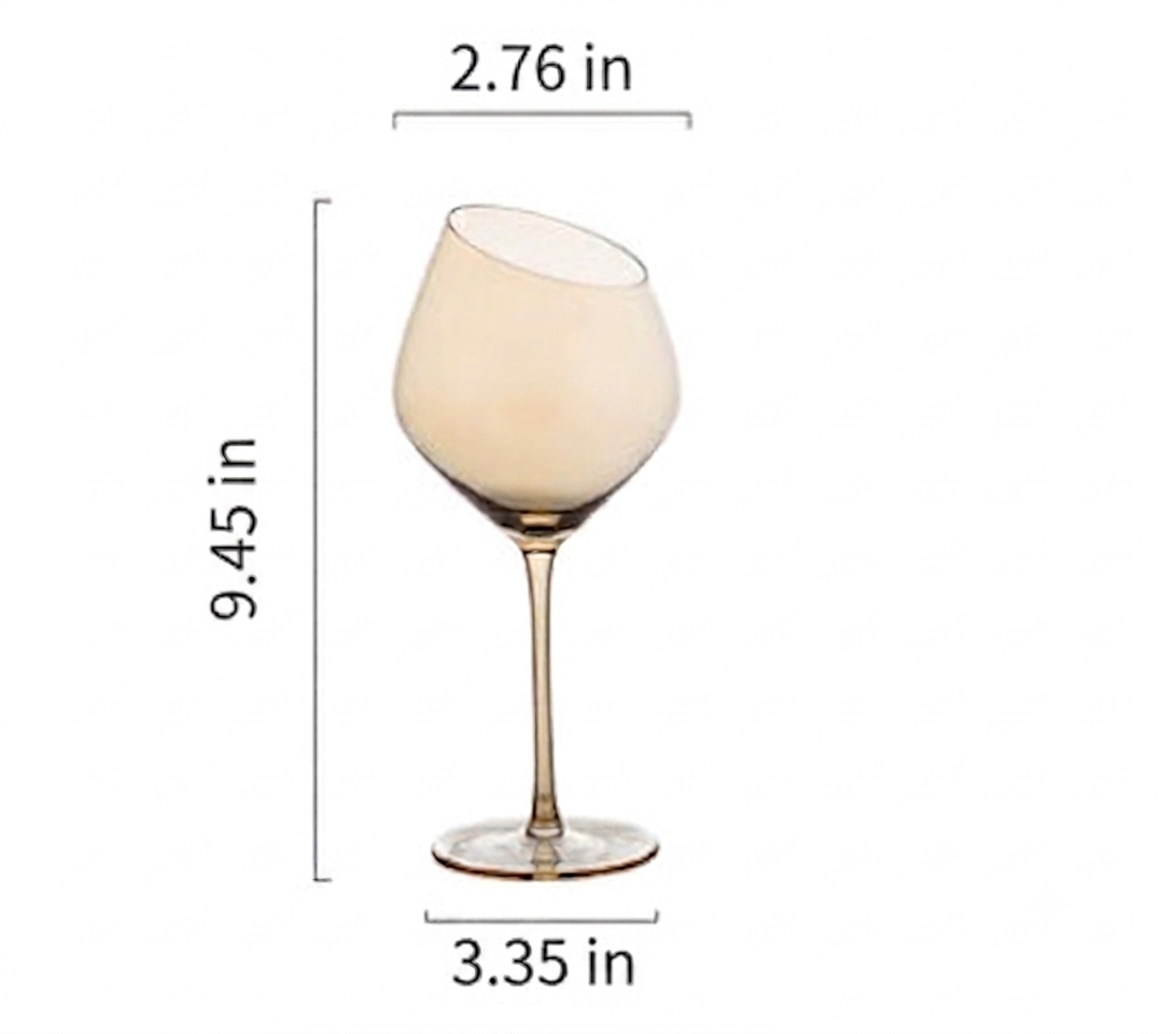 Crystal Oblique Mouth Stemmed Glass Elegant Goblet