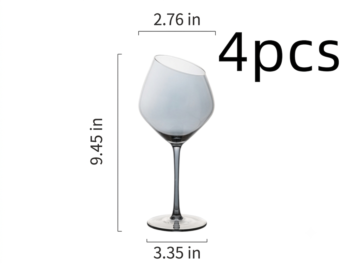 Crystal Oblique Mouth Stemmed Glass Elegant Goblet