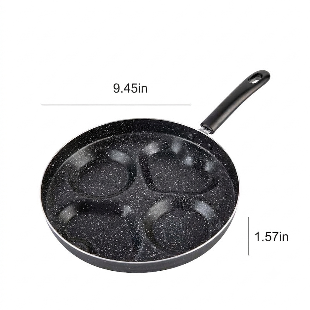 Non-Stick Flat Bottom Four Hole Omelette Pan