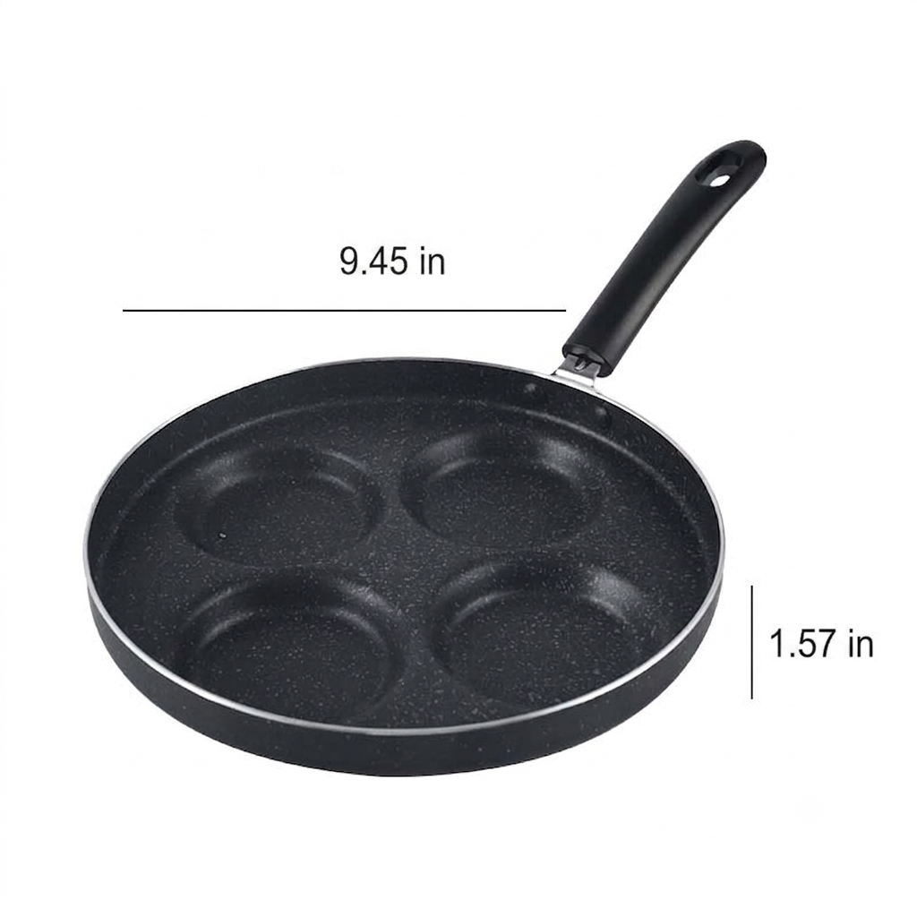 Non-Stick Flat Bottom Four Hole Omelette Pan