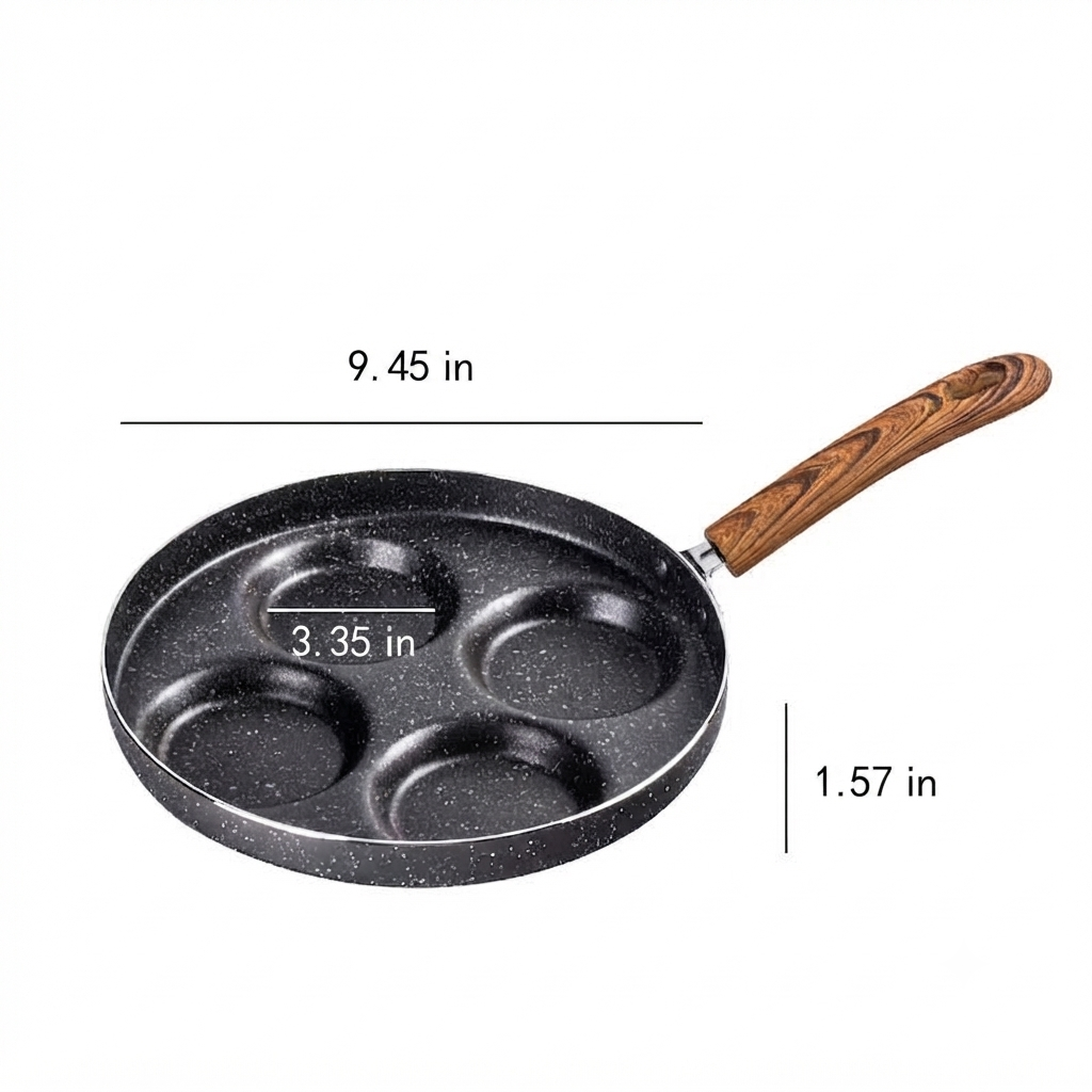 Non-Stick Flat Bottom Four Hole Omelette Pan