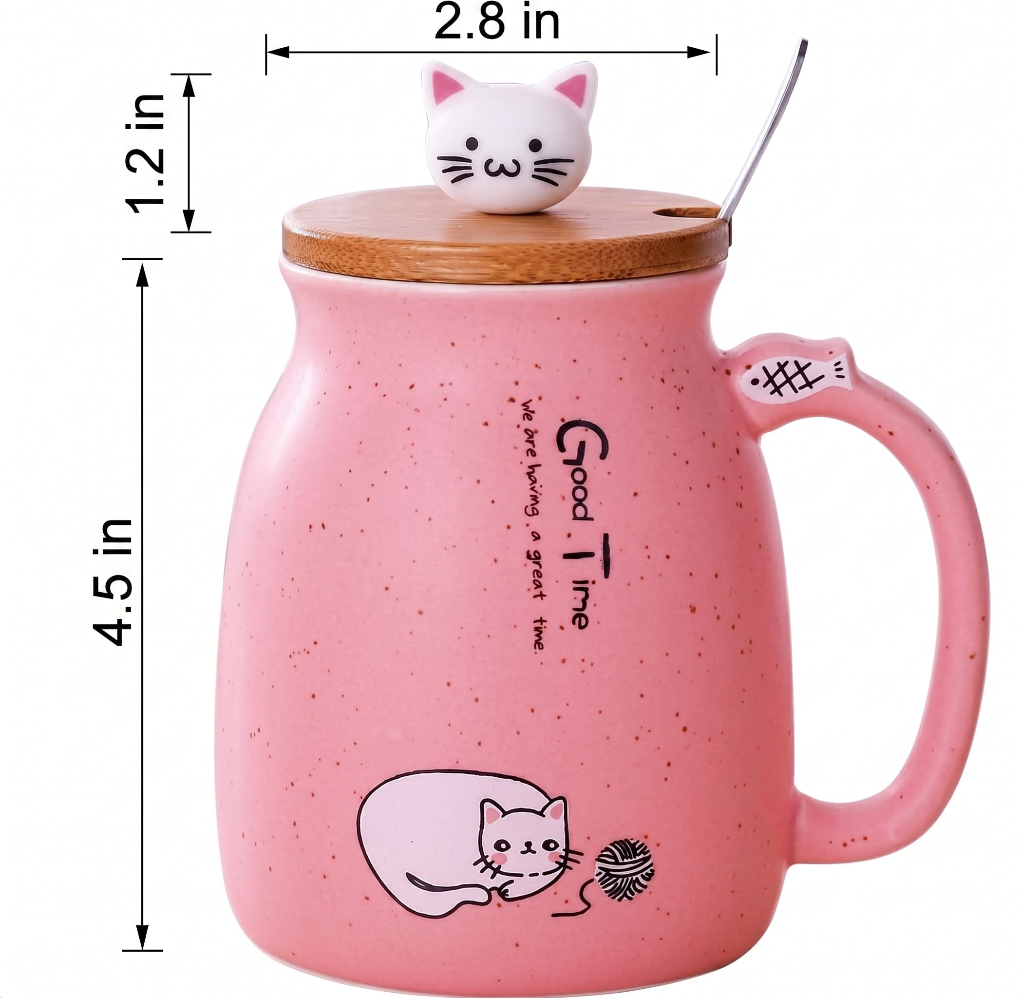 15.2 fl oz Cartoon Ceramic Mug With Lid And Spoon