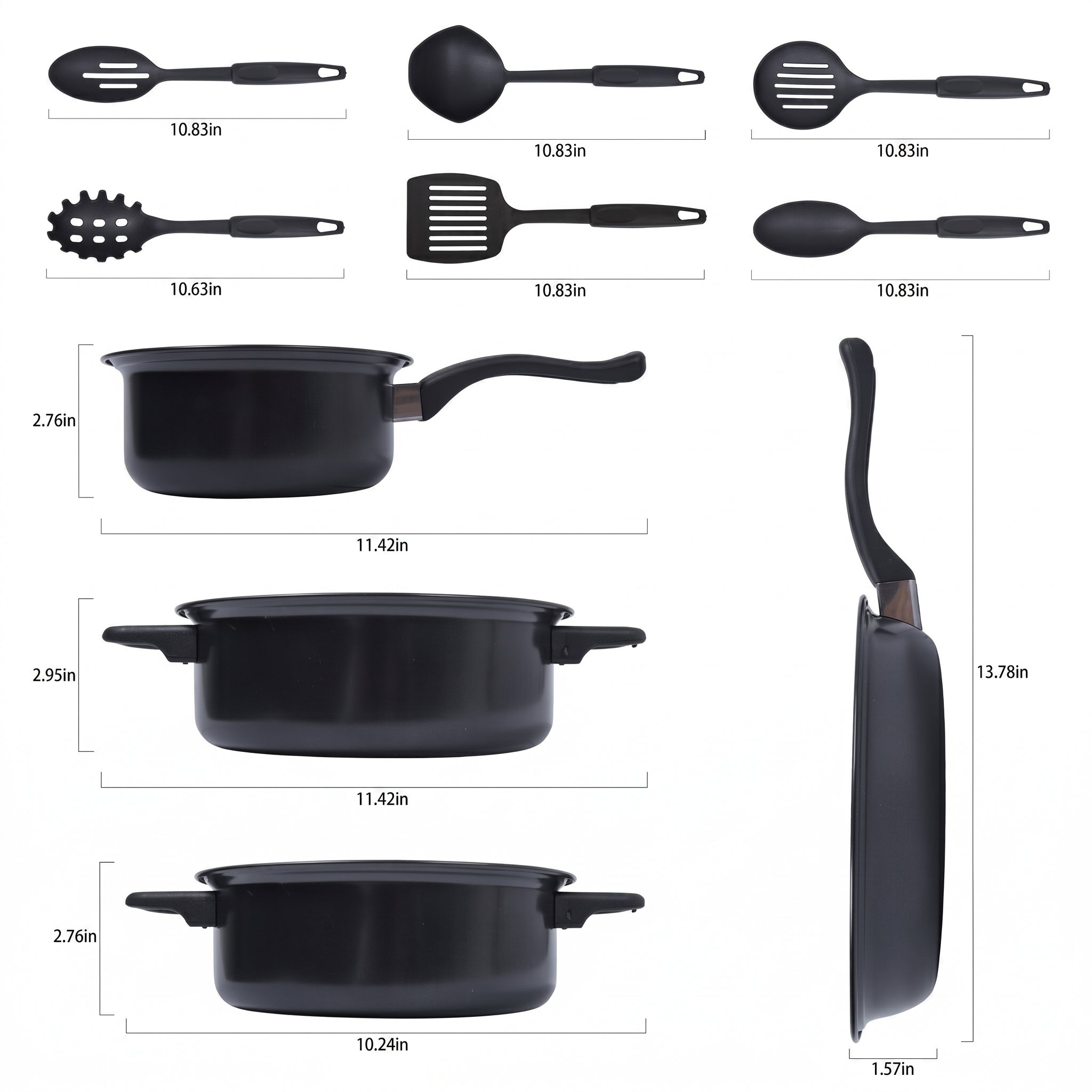 13-Piece Nonstick Cookware Set With Glass Lids