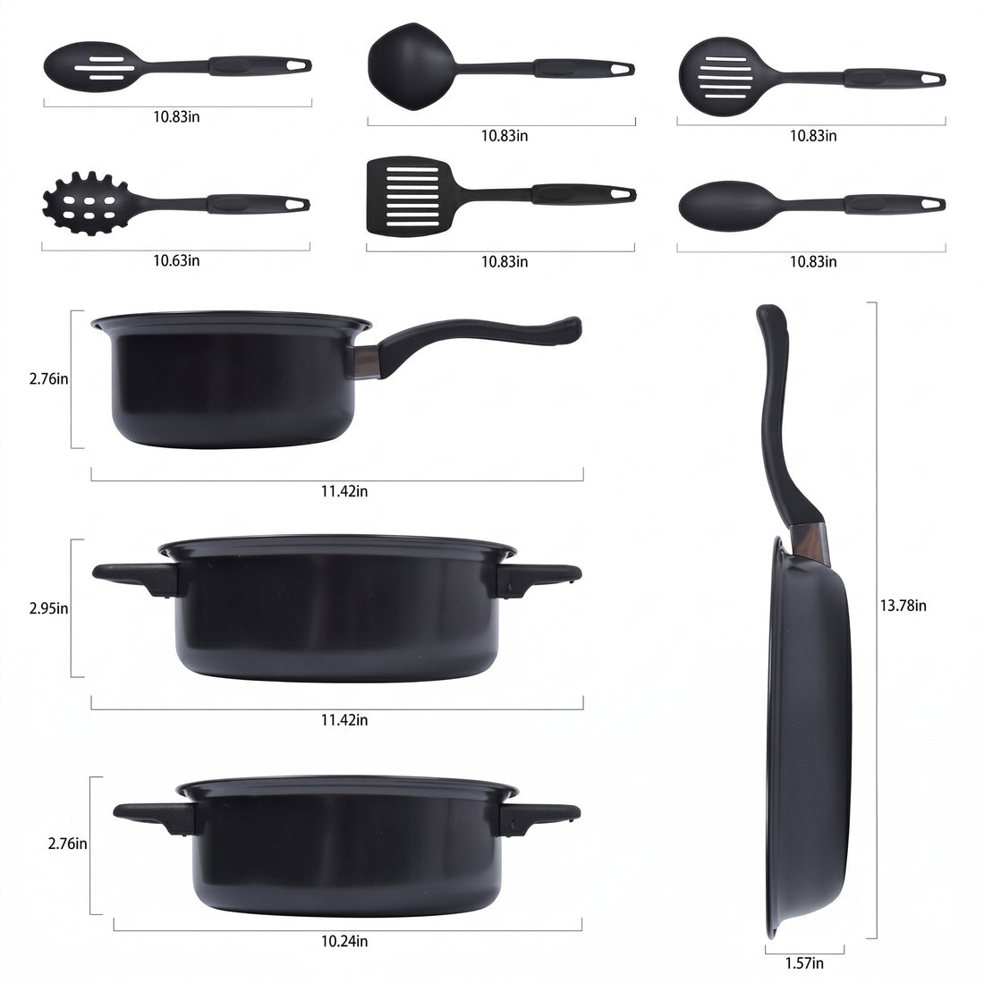 13-Piece Nonstick Cookware Set With Glass Lids